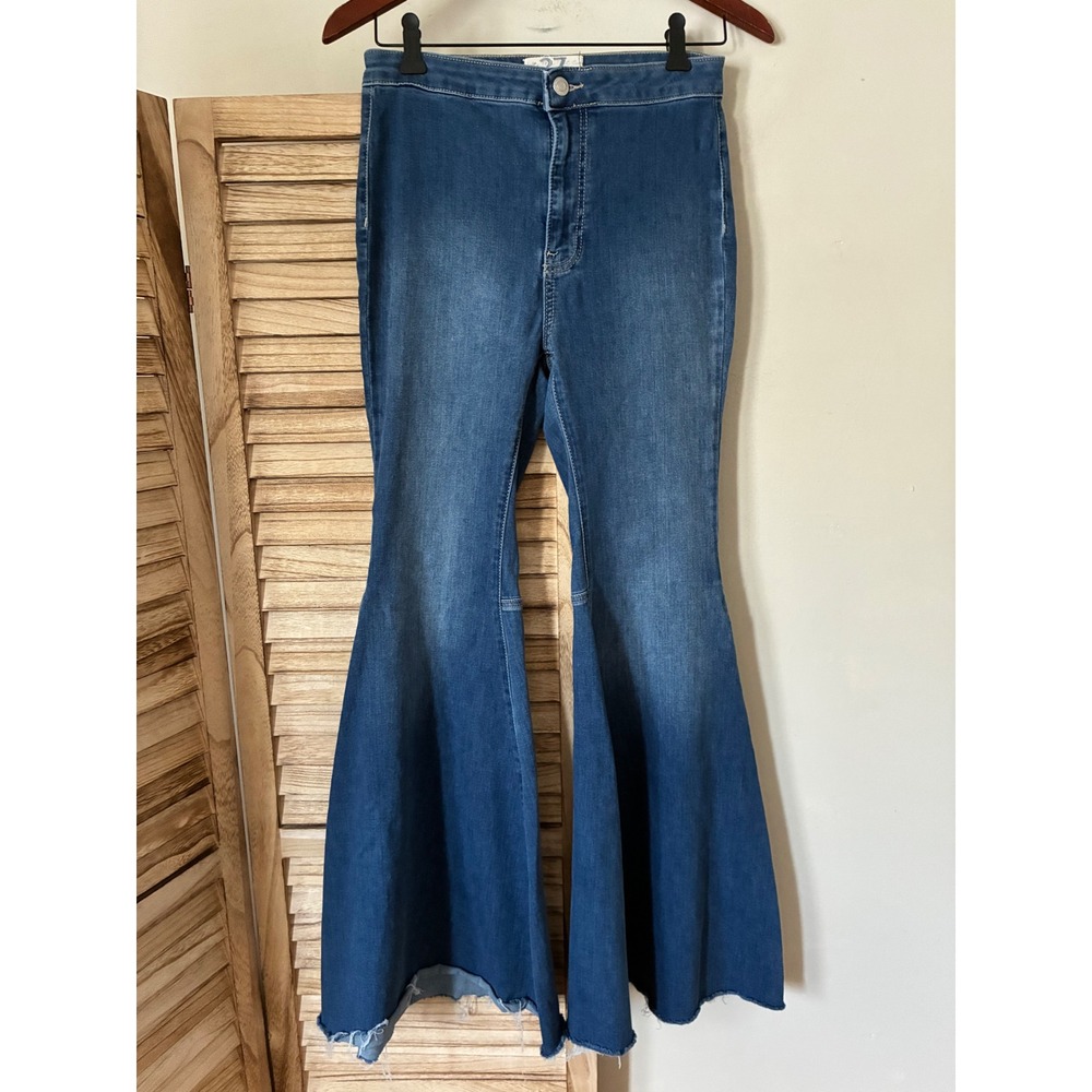 Free People We The Free Just Float On Flare Jeans Festival Blue High Rise Sz 27